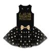 Sywiyi Kids Girls 2PCS Birthday Party Outfits Racer Back Shirt Shiny Sequins Polka Dots Skirt Princess Clothing Sets Black 3-4 Years view 2