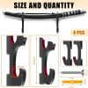 Yookeer 4 Pcs/ 2 Sets Sword Wall Mount Samurai Sword Wall Hanger Holder Adjustable Display Walls Mount Hanger Samurai Swords Tanto Cosplay Gifts Weapon Rack(Red,Wood, Flannel,Stylish) view 2