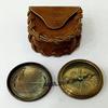 Antique Compass Brown Leather case Brass Poem Compass Gift Item view 2
