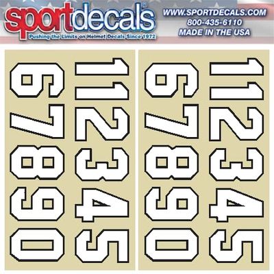 Sportdecals Cut-to-Shape Block Number Decals (White/Black)