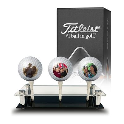 Titleist Pro V1 Custom Golf Balls w/Display Stand for Valentines Day | 3 Pack | Personalized with Your Pictures, Photos | Best I Love You Golfer Gift (3-Pack Golf Balls - Titleist Pro V1 + Display)