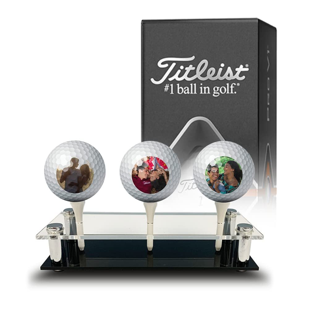 Titleist Pro V1 Custom Golf Balls w/Display Stand for Valentines Day | 3 Pack | Personalized with Your Pictures, Photos | Best I Love You Golfer Gift (3-Pack Golf Balls - Titleist Pro V1 + Display)