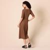 Amazon Essentials Women's Fine Rib Side Cut-Out Dress (Previously Daily Ritual), Chocolate, Medium view 3