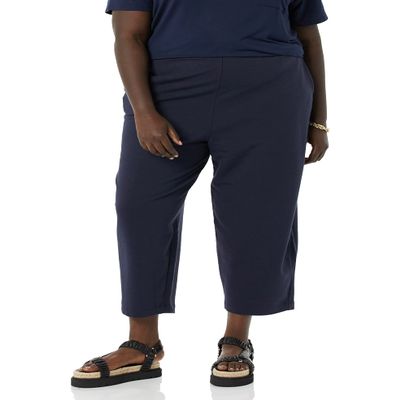 Amazon Essentials Women's Terry Cotton & Modal Barrel-Leg Sweatpant (Previously Daily Ritual), Navy, Small