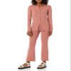 Amazon Essentials Women's Wide Rib Flared Ankle Pant, Terracotta, Small view 3