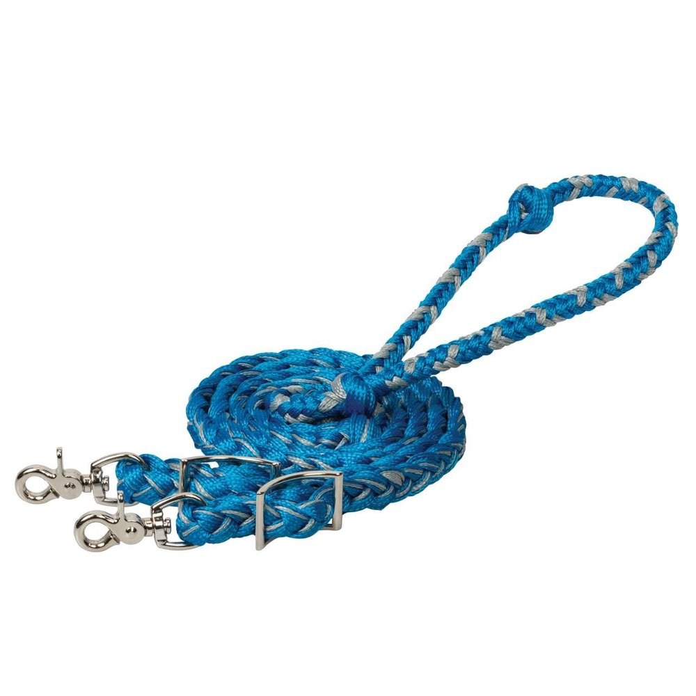 Braided Polyester Barrel Rein Blue Gray