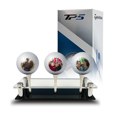 Taylormade TP5 Custom Golf Balls w/Display Stand for Valentines Day | 3 Pack | Personalized with Pictures, Photos | Great Gift for The Golfer You Love (3-Pack Golf Balls - Taylormade TP5 + Display)