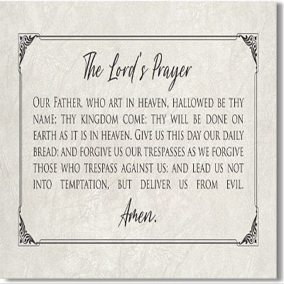 The Lord's Prayer Canvas Wall Art - Bible Verse Decor - Christian Inspirational Wall Decor - Scripture Quotes - Religious Farmhouse Home Decor Gifts - Our Father Prayer- 36x18 ready to hang canvas