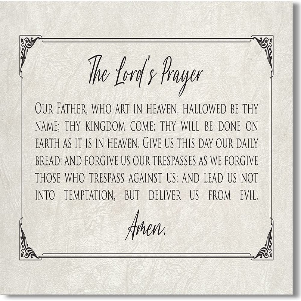 The Lord's Prayer Canvas Wall Art - Bible Verse Decor - Christian Inspirational Wall Decor - Scripture Quotes - Religious Farmhouse Home Decor Gifts - Our Father Prayer- 36x18 ready to hang canvas