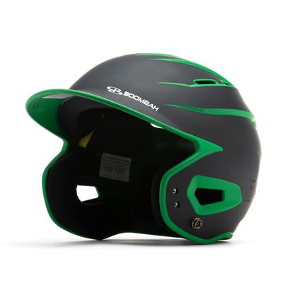Boombah DEFCON Batting Helmet Sleek Profile Black/Kelly Green - Size Senior 7" - 7 3/4"