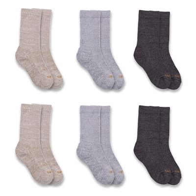 Carhartt Kid's SC0696J Boy's Lightweight Crew Sock 6-Pack - Medium - Assorted