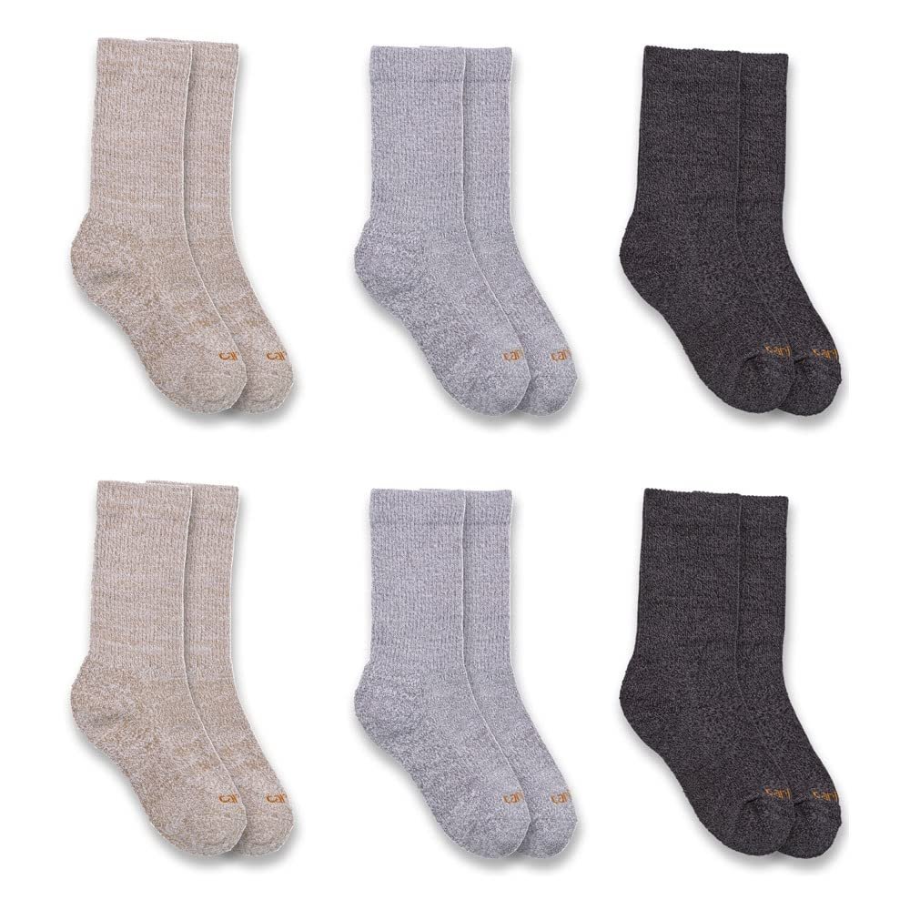 Carhartt Kid's SC0696J Boy's Lightweight Crew Sock 6-Pack - Medium - Assorted