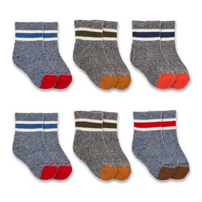 Carhartt Boys Midweight Camp Crew 6 Pack Socks, Assorted 1 Multi, Medium US