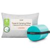 Coop Home Goods Original Adjustable Travel Pillow and Waterproof Pillow Protector Grey Bundle with Compressible Stuff Sack, Medium-Firm Memory Foam and Washable Cover, CertiPUR-US Certified (19x13) view 1