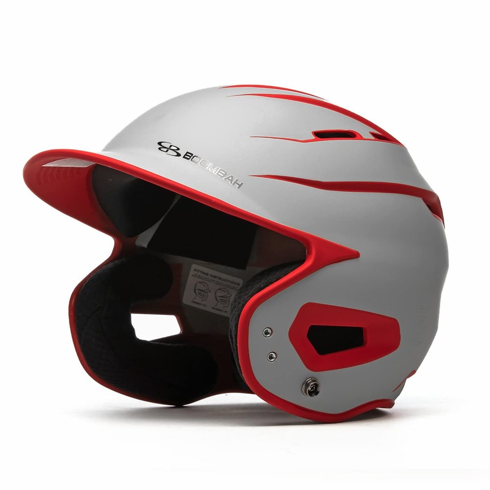 Boombah DEFCON Batting Helmet Sleek Profile Gray/Red NOSCAE - Size Senior 7" - 7 3/4"