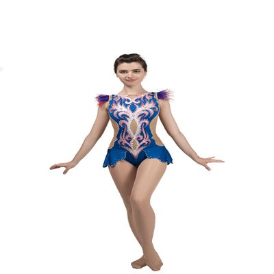 SG.MODA Rhythmic Artistic Gymnastics Leotards for Performance or Competitions/Italian Fabric, Made in Europe Style: B2 / Blue/Size: 3