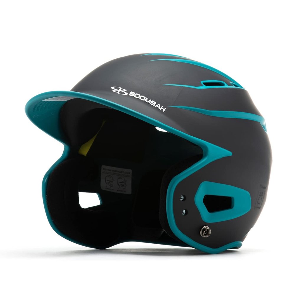 Boombah DEFCON Batting Helmet Sleek Profile Black/Teal - Size Senior 7" - 7 3/4"