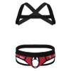 YiZYiF Men's Half Body Chest Harness Jockstrap Nylon Lingerie Set with Metal O Ring Underwear Red O-ring Large view 1