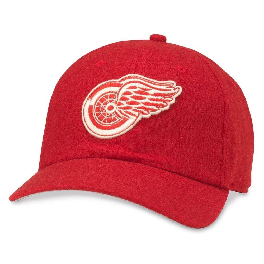 AMERICAN NEEDLE Detroit Red Wings Archive Legend National Hockey League Officially Licensed NHL Team Adjustable Buckle Strap Dad Hat, Red (21005A-DRW-RED)