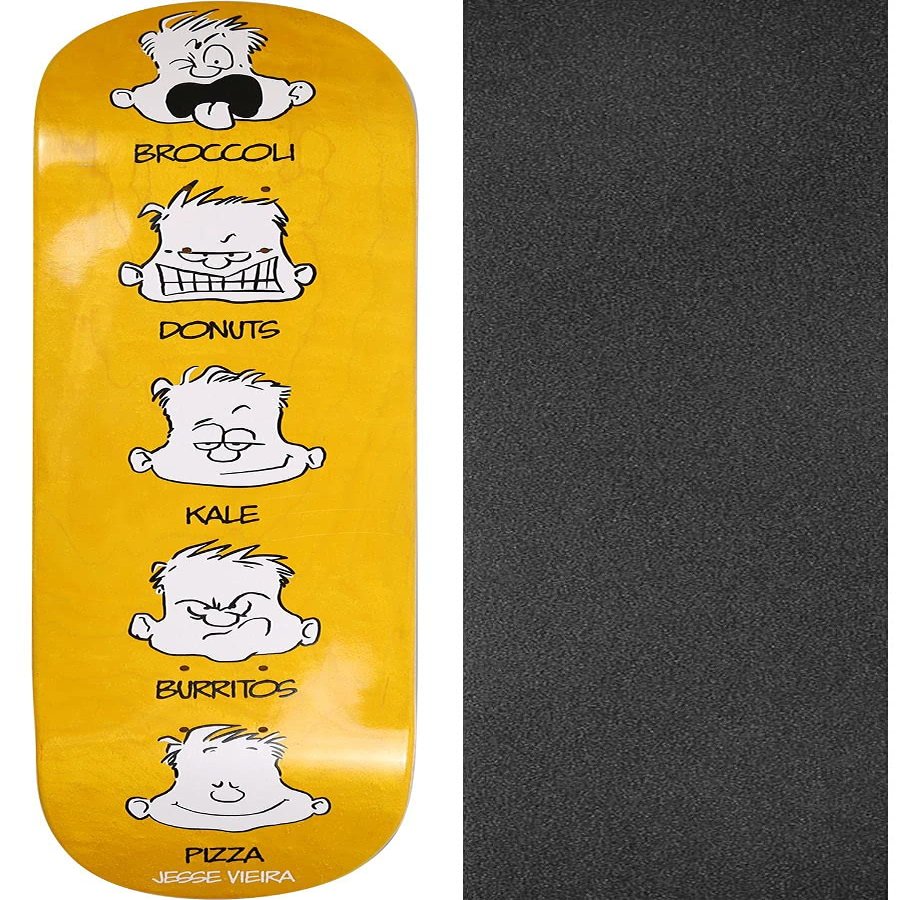 Pizza Skateboards Jesse Vieira Feelings Skateboard Deck - 8.25" x 32" with Black Magic Black Griptape - Bundle of 2 items