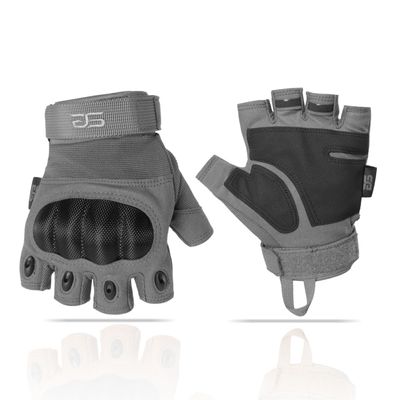 Glove Station The Combat - Fingerless Knuckle Tactical Gloves for Men - Motorcycle Gloves for Tactical Shooting, Airsoft, Hunting, Police Work and Hiking - Gray, X-Large