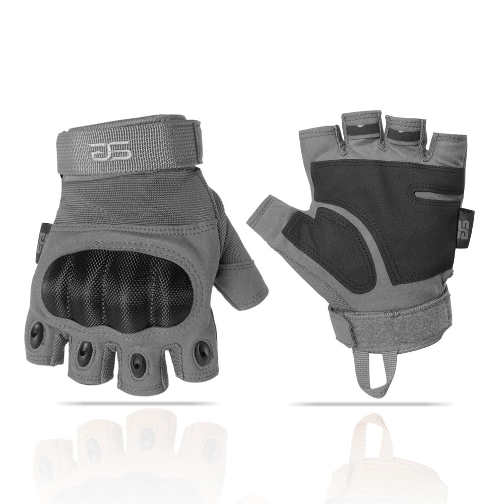 Glove Station The Combat - Fingerless Knuckle Tactical Gloves for Men - Motorcycle Gloves for Tactical Shooting, Airsoft, Hunting, Police Work and Hiking - Gray, X-Large