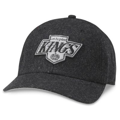 AMERICAN NEEDLE Los Angeles Kings Archive Legend National Hockey League Officially Licensed NHL Team Adjustable Buckle Strap Dad Hat, Black (21005A-LAK-BLK)