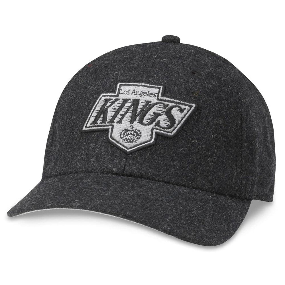 AMERICAN NEEDLE Los Angeles Kings Archive Legend National Hockey League Officially Licensed NHL Team Adjustable Buckle Strap Dad Hat, Black (21005A-LAK-BLK)