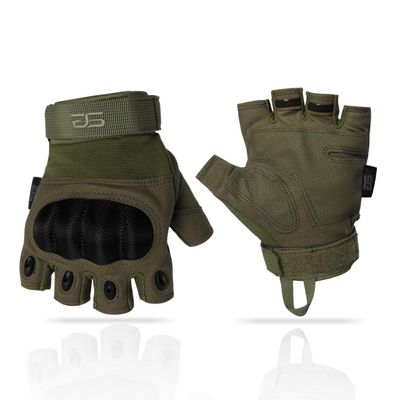 Glove Station The Combat - Fingerless Knuckle Tactical Gloves for Men - Motorcycle Gloves for Tactical Shooting, Airsoft, Hunting, Police Work and Hiking - Green, Large