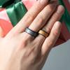 Zollen Breathable Mens Silicone Wedding Rings, Rubber Wedding Engagement Ring Bands for Men for Sports Workout (E: black, silver/black, black/silver, gold/black, 10(19.8mm)) view 4