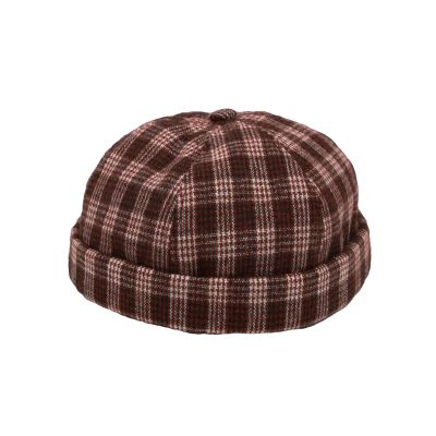 WITHMOONS Wool Watch Cap Beanie Plaid Brimless Harbour Cuff Hat CT51166 (Wine)