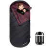 KingCamp Camping Sleeping Bag- XL with Hood, Extra Tall Big Wide Cotton Flannel Lined Portable Packable Sleeping Bags for Cold Warm Weather Backpacking, Hiking, Travel, Outdoors, Black-Large view 1