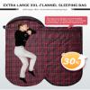 KingCamp Camping Sleeping Bag- XL with Hood, Extra Tall Big Wide Cotton Flannel Lined Portable Packable Sleeping Bags for Cold Warm Weather Backpacking, Hiking, Travel, Outdoors, Black-Large view 2