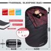 KingCamp Camping Sleeping Bag- XL with Hood, Extra Tall Big Wide Cotton Flannel Lined Portable Packable Sleeping Bags for Cold Warm Weather Backpacking, Hiking, Travel, Outdoors, Black-Large view 3
