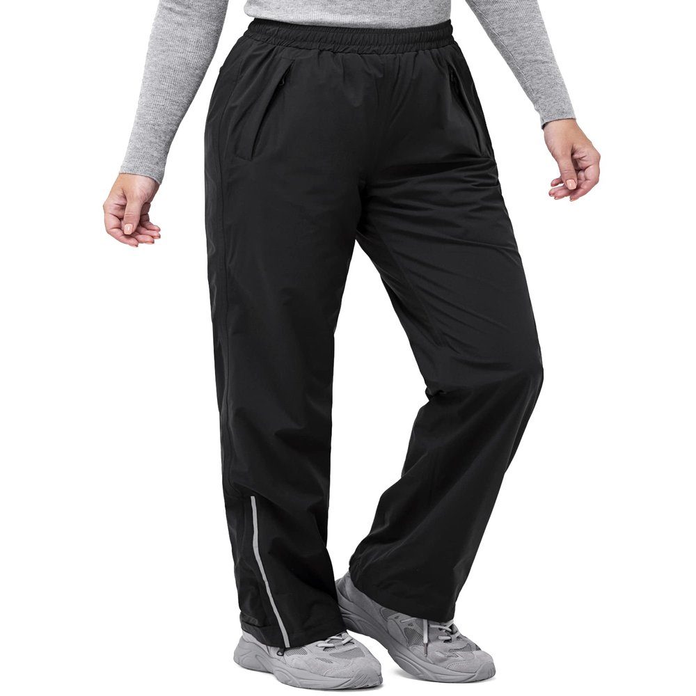 33,000ft Women's Rain Pants Lightweight Breathable Waterproof Pants Windproof Overall Pant for Hiking, cyclin, Golf, Outdoor Black