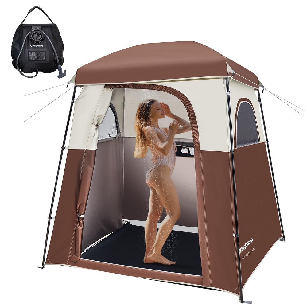 KingCamp Shower Tent Oversize Outdoor for Camping Dressing Portable Shelter Changing Room Privacy Single/Double 66x66x85"