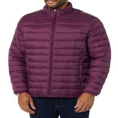 Amazon Essentials Men's Packable Lightweight Water-Resistant Puffer Jacket (Available in Big & Tall), Dark Purple, Medium