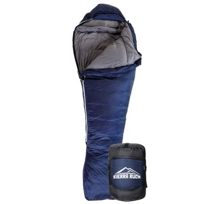 SIERRA RUCK Lightweight Sleeping Bag | 4 Season Camping, Hiking and Backpacking | Waterproof 3M Thinsulate | 400TC 20D Nylon | Blue Large