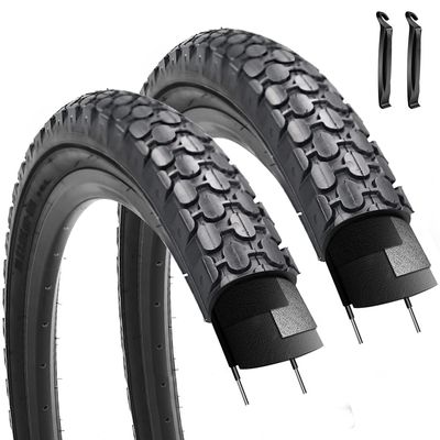 2 Pack Beach Cruiser Bike Tire 26" x 2.125" Folding Bicycle Replacement Tires-Black/White Side Wall (Pair Black Wall)