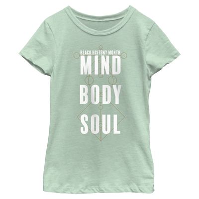 Fifth Sun Girl's Mind Body Soul T-Shirt, Mint, X-Small