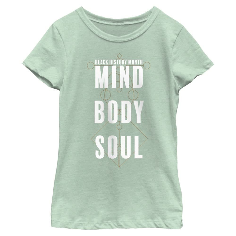 Fifth Sun Girl's Mind Body Soul T-Shirt, Mint, X-Small