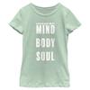 Fifth Sun Girl's Mind Body Soul T-Shirt, Mint, X-Small view 1