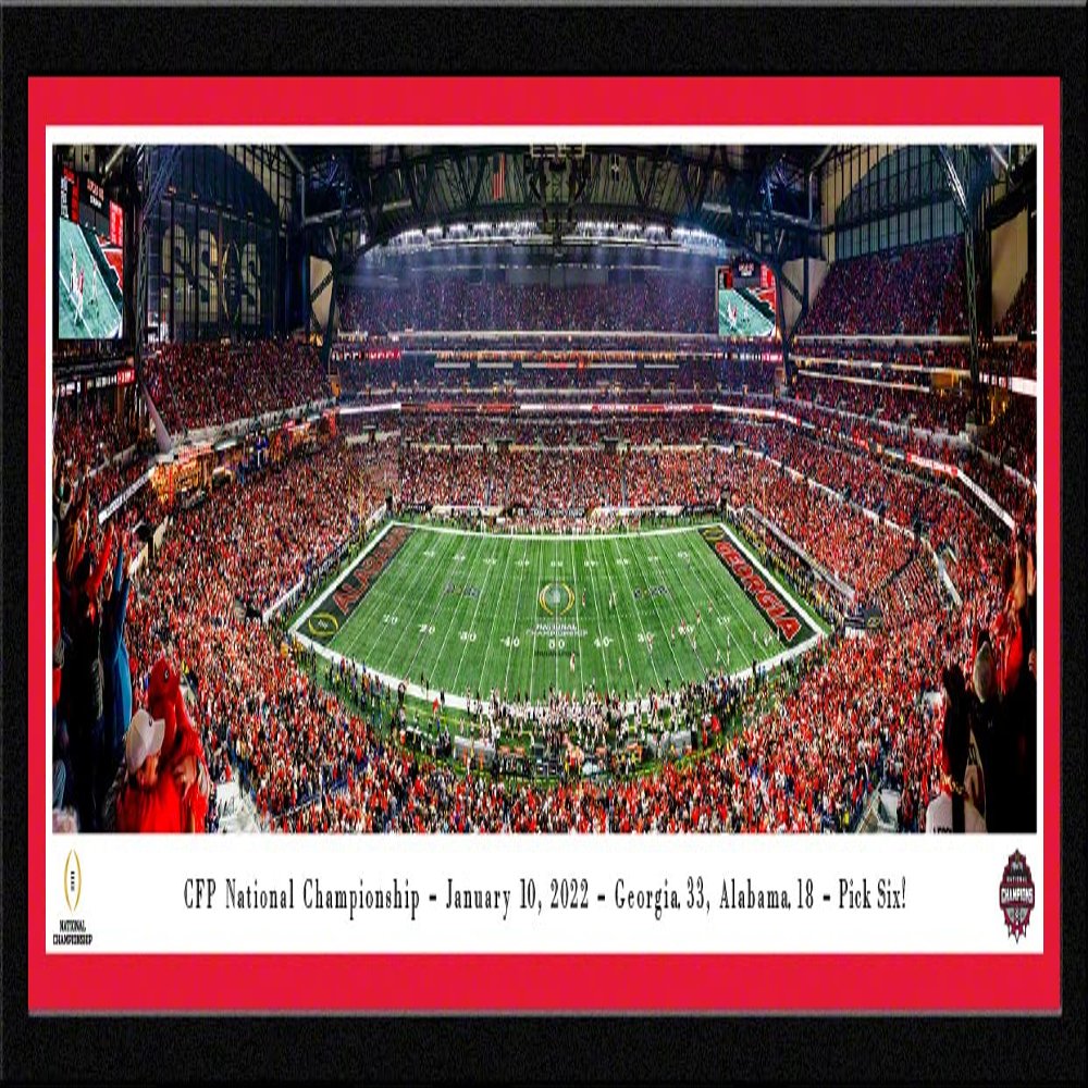 Georgia Bulldogs, 2021 National Champions, Pick Six - 42x15.5-inch Single Mat, Select Framed Picture by Blakeway Panoramas