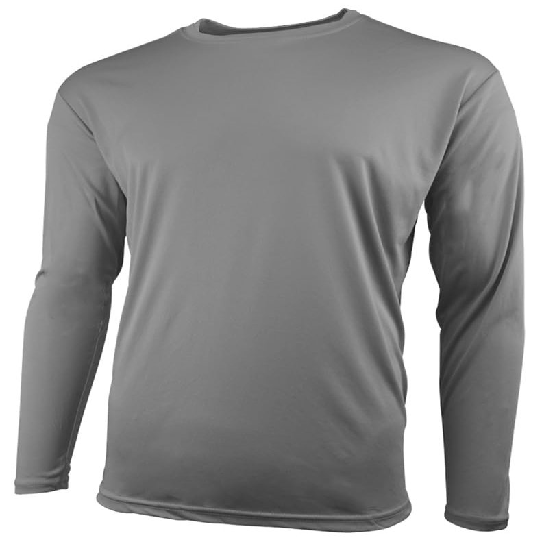 Epic Youth Cooling Performance Long Sleeve Crew T-Shirts (18- Colors Available) Grey S