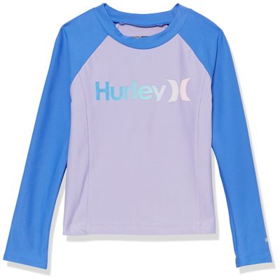 Hurley girls Long Sleeve Rash Guard Shirt, Purple Pulse, Medium US