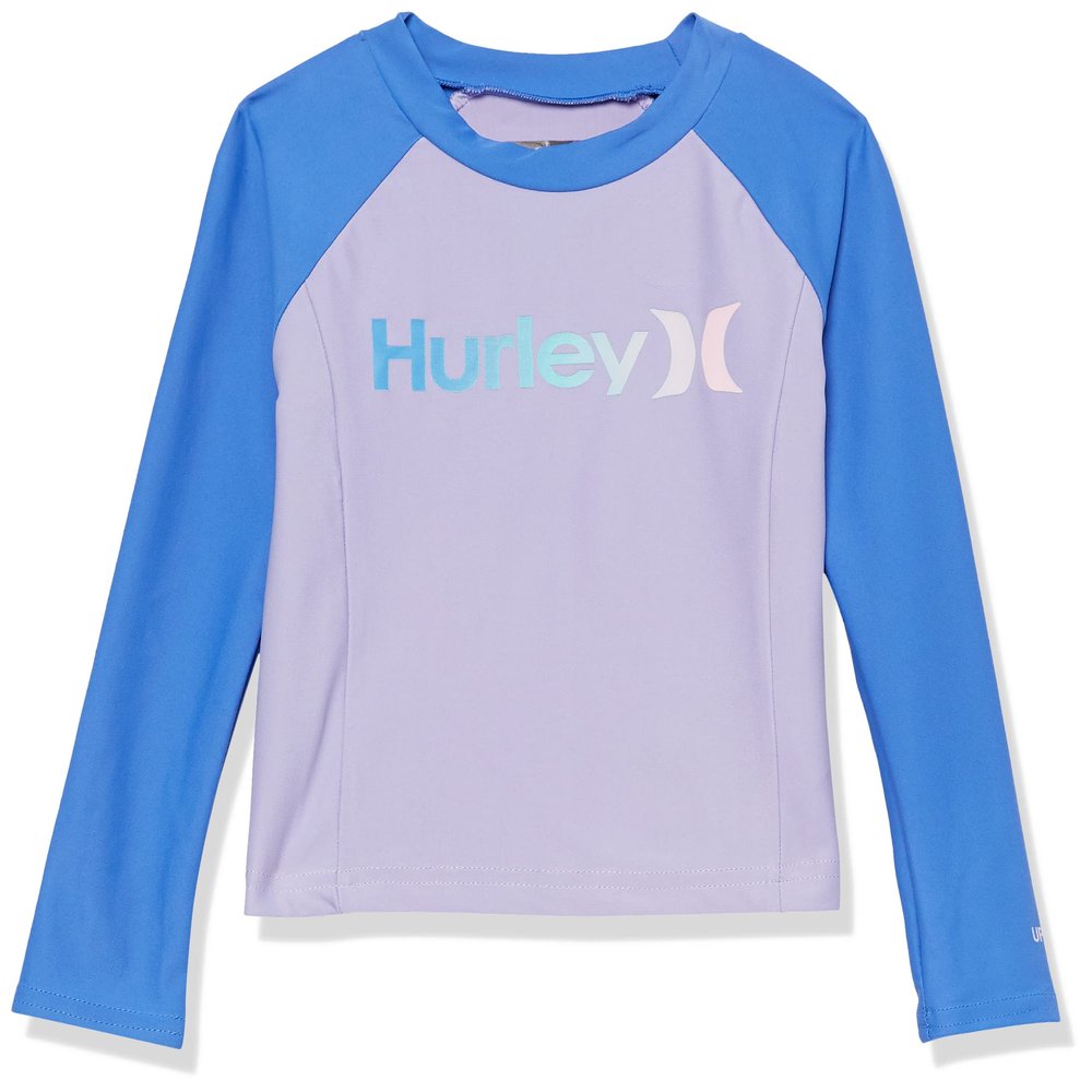 Hurley girls Long Sleeve Rash Guard Shirt, Purple Pulse, Medium US