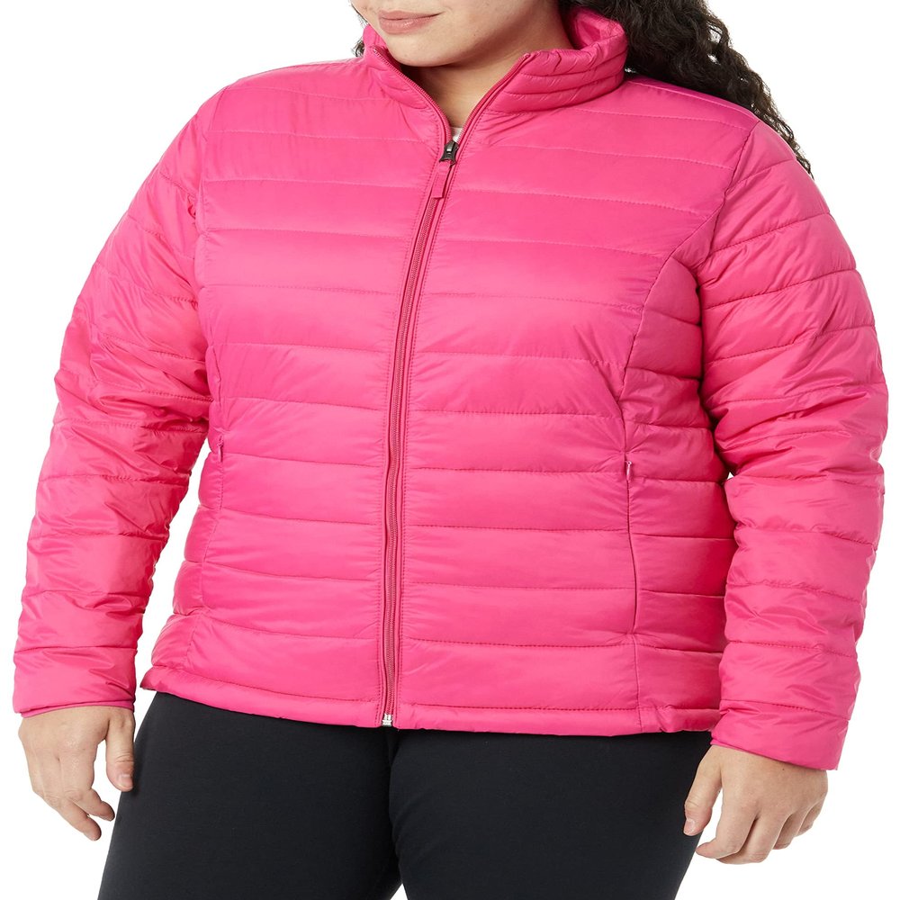 Amazon Essentials Women's Lightweight Long-Sleeve Water-Resistant Packable Puffer Jacket (Available in Plus Size), Hot Pink, Large
