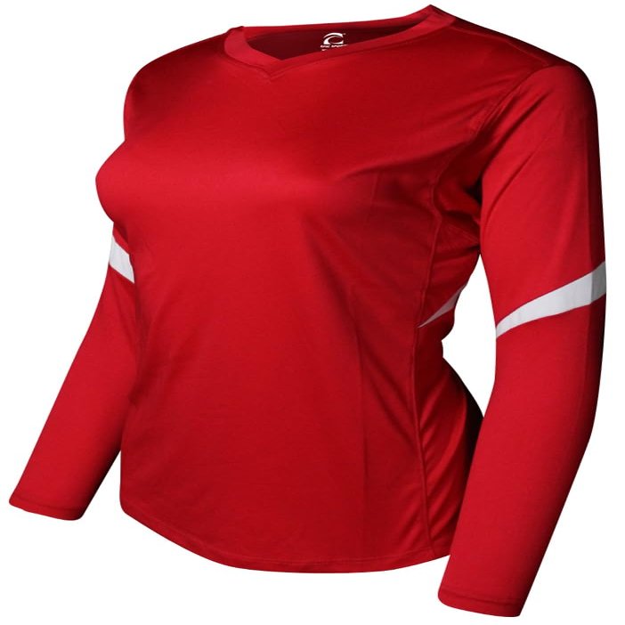 Epic Girl's Style Long Sleeve Cooling Red/White Volleyball Jersey L