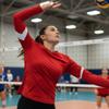 Epic Girl's Style Long Sleeve Cooling Red/White Volleyball Jersey L view 2
