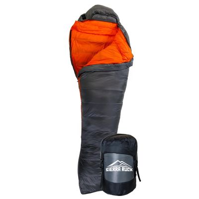 SIERRA RUCK Lightweight Sleeping Bag | Four Season Camping, Hiking and Backpacking | 650 Down | 400TC 20D Nylon | Gray XL